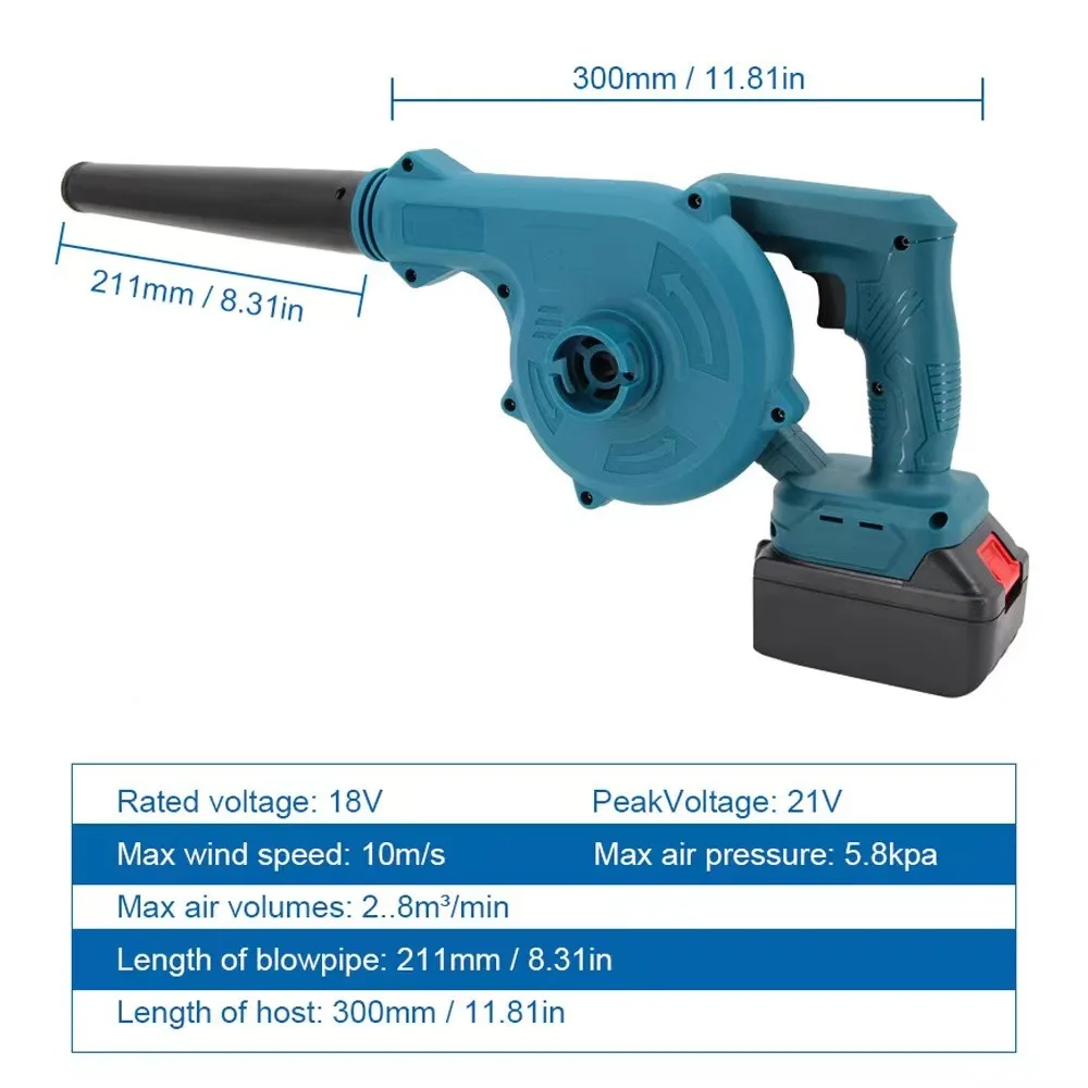 Cordless Leaf Blower for Computer Dust Collector Dust Snow Blowing Hand Power cleaner Tool fit Makita 18V Battery(No Battery)