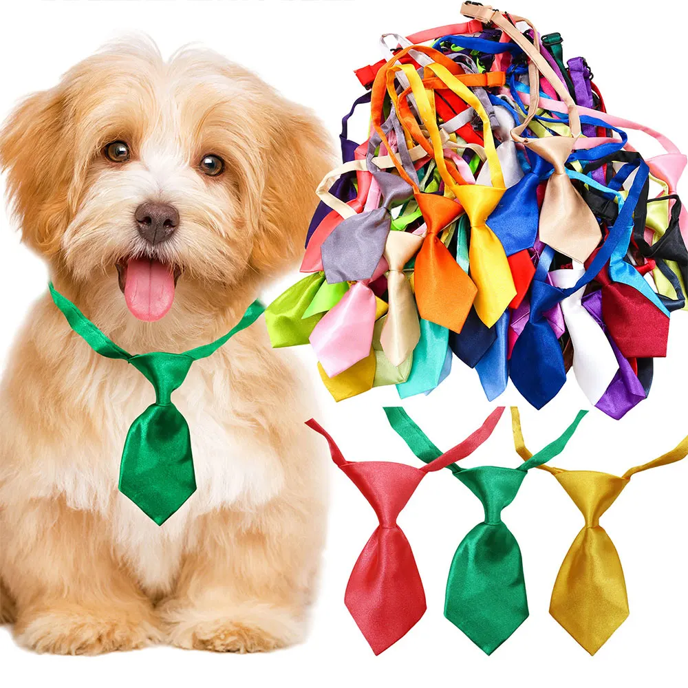 

30/50/100PCS Wholesale Pet Necktie For Dogs Solid Color Printed Adjustable Puppy Bowtie Dog Bow Tie Pet Grooming Accessories