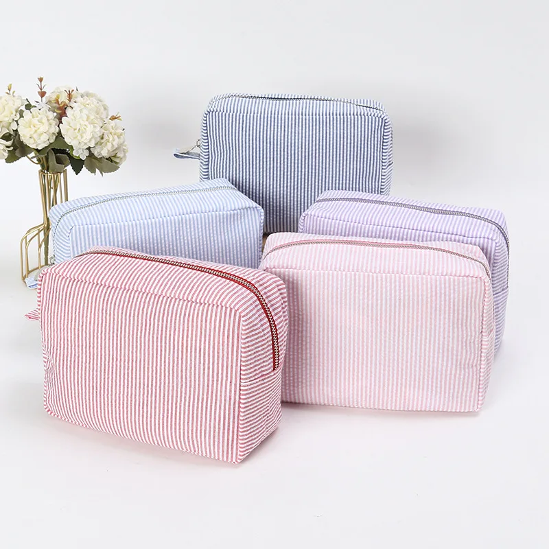 2pcs/5pcs Nylon Pouches Striped fabric Storage Bag Travel/toiletries /cosmetics multipurpose for DIY Personalized Applique Decor