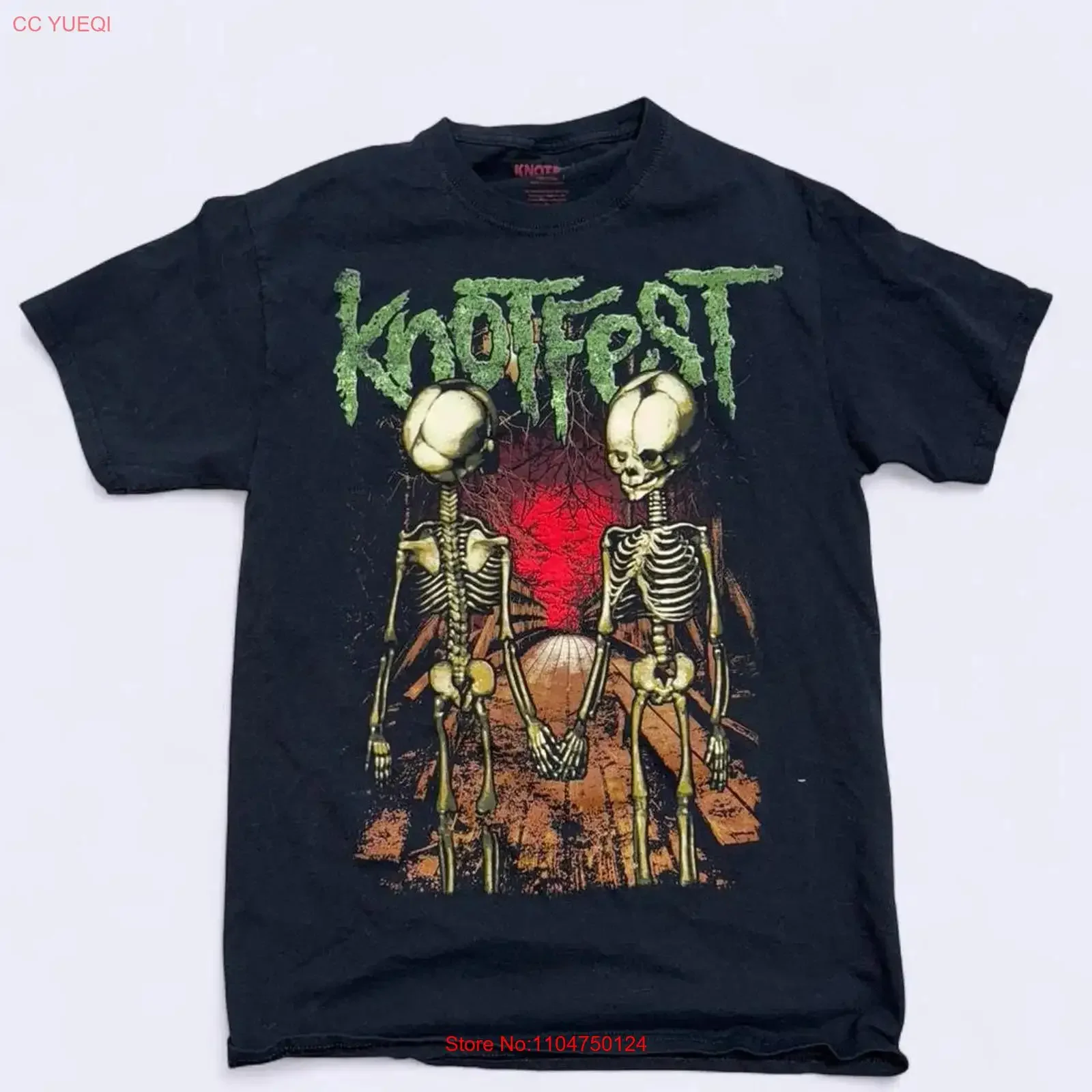 Футболка Knotfest Roadshow 2021 Skeleton Band, мужская, размер M, винтажная, с эффектом потертости, слегка эластичная, с графическим принтом, мягкая, унисекс