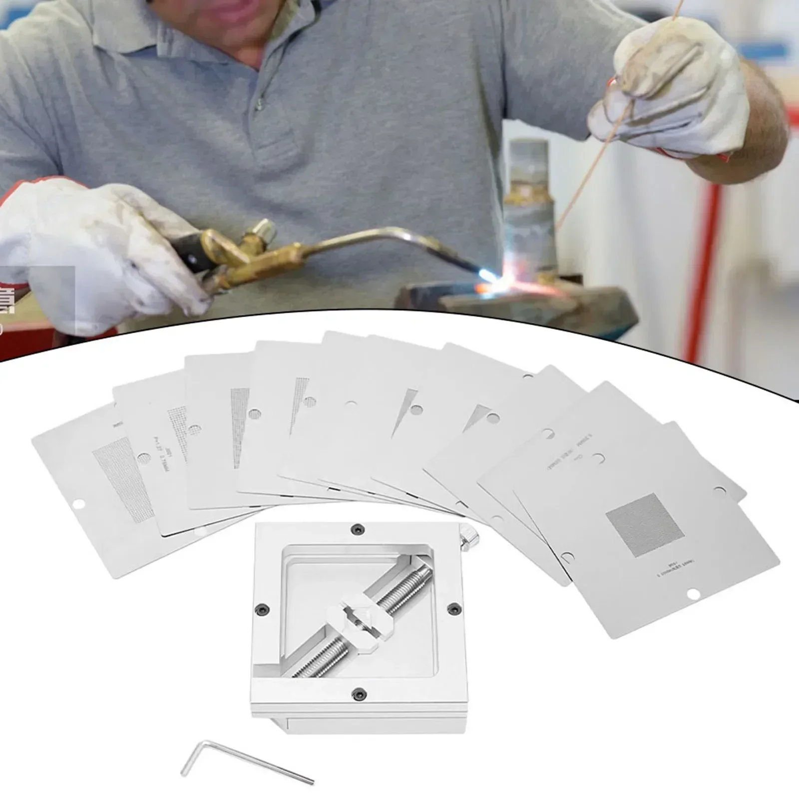 Imagem -06 - Kit de Reballing Bga 90 mm Gabarito de Fixação de Estação de Reball com 10 Peças-modelos de Estêncil Universais Modelo Pcb Braçadeira de Suporte Ferramentas Cnc