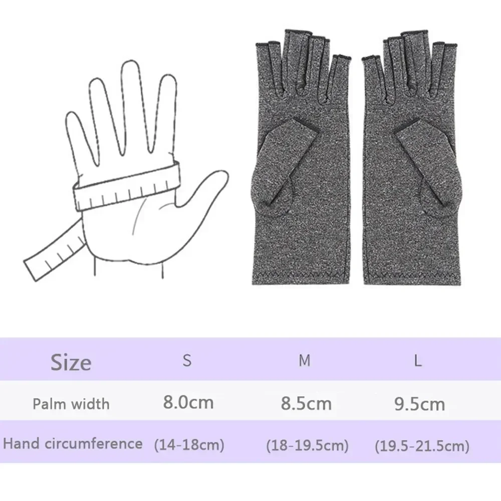 1 Pair Compression Arthritis Gloves Wrist Support Therapy Wristband Half FingerWarm The Joints Glove Pain Relief Cycling Gloves