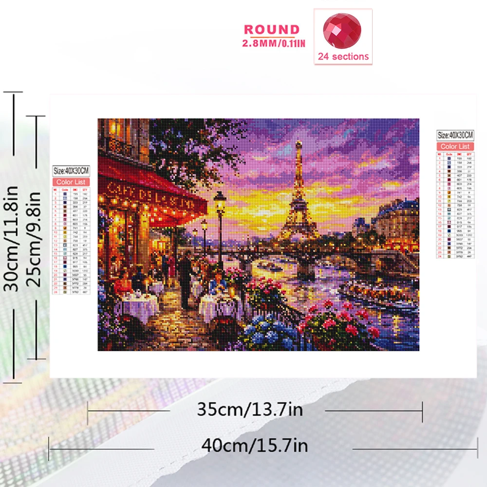 Evershine Diamond Mosaic Street Landscape Cross Stitch Painting Tower Pattern For Adults Beginners Embroidery Bridge Home Decor view 2