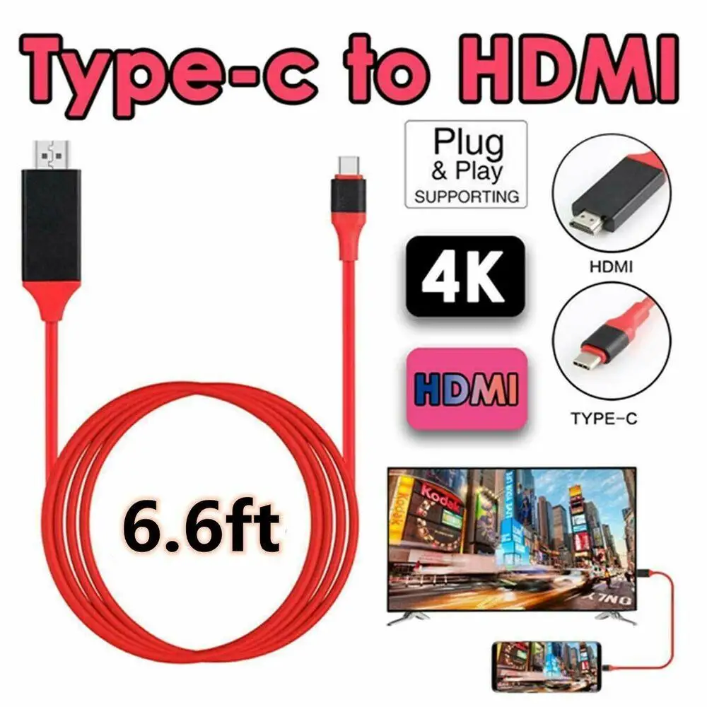 Typ C zu HDMI Kabel für Home Office HDMI-kompatiblen Konverter 6FT 1080P HD TV Kabel Adapter für Android Handys Samsung Galaxy