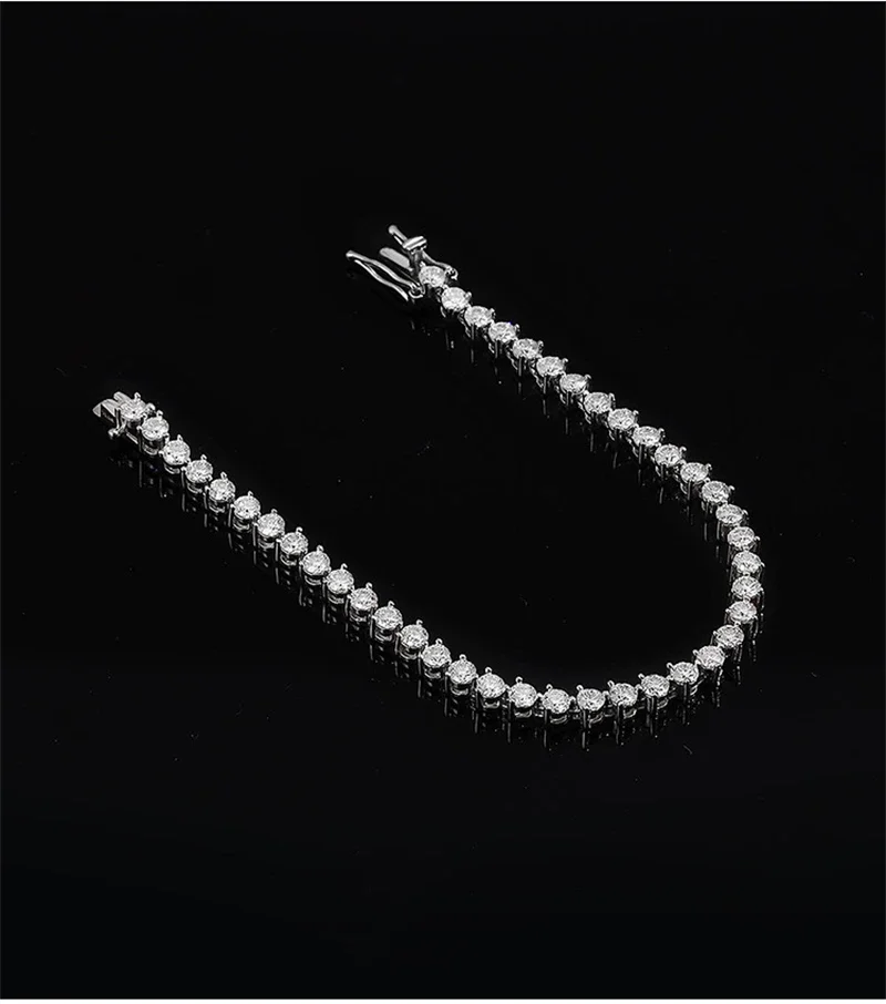 3MM D Color Moissanite Tennis Bracelet For Women Men GRA Certified S925 Silver Classic 3 Claw Hand Chain Wedding Jewelry