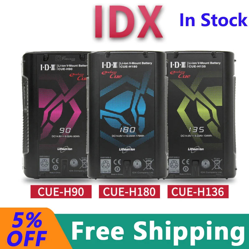 IDX CUE-H90 90Wh CUE-H135 135Wh CUE-H180 180Wh  Li-Ion V-Mount Battery Compact Li-Ion V-Mount Battery  VL-2CH VL-4X Charger