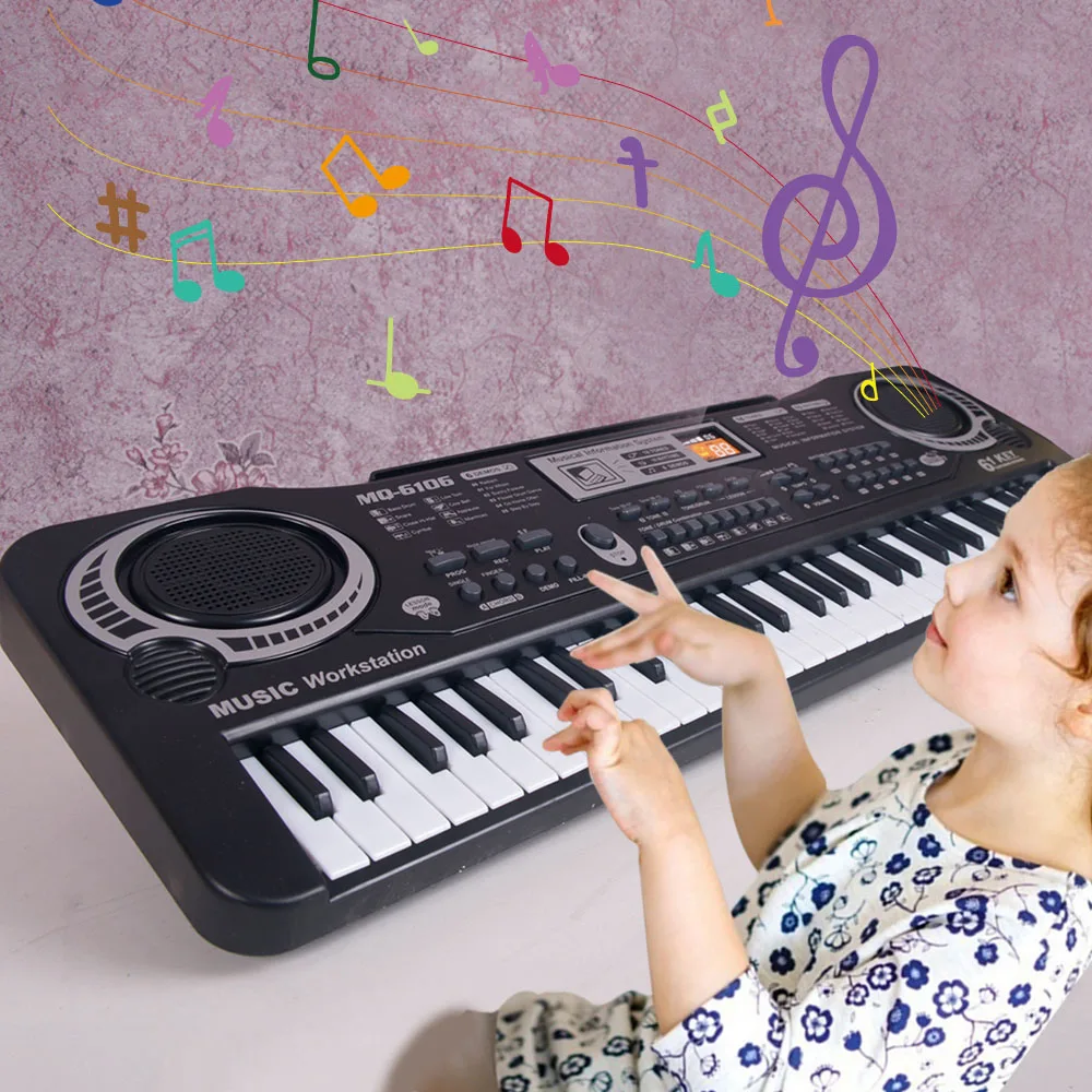 Tastiera per pianoforte elettronico per bambini 61 tasti organo con microfono/24 tasti giocattoli educativi strumento musicale regalo per bambino