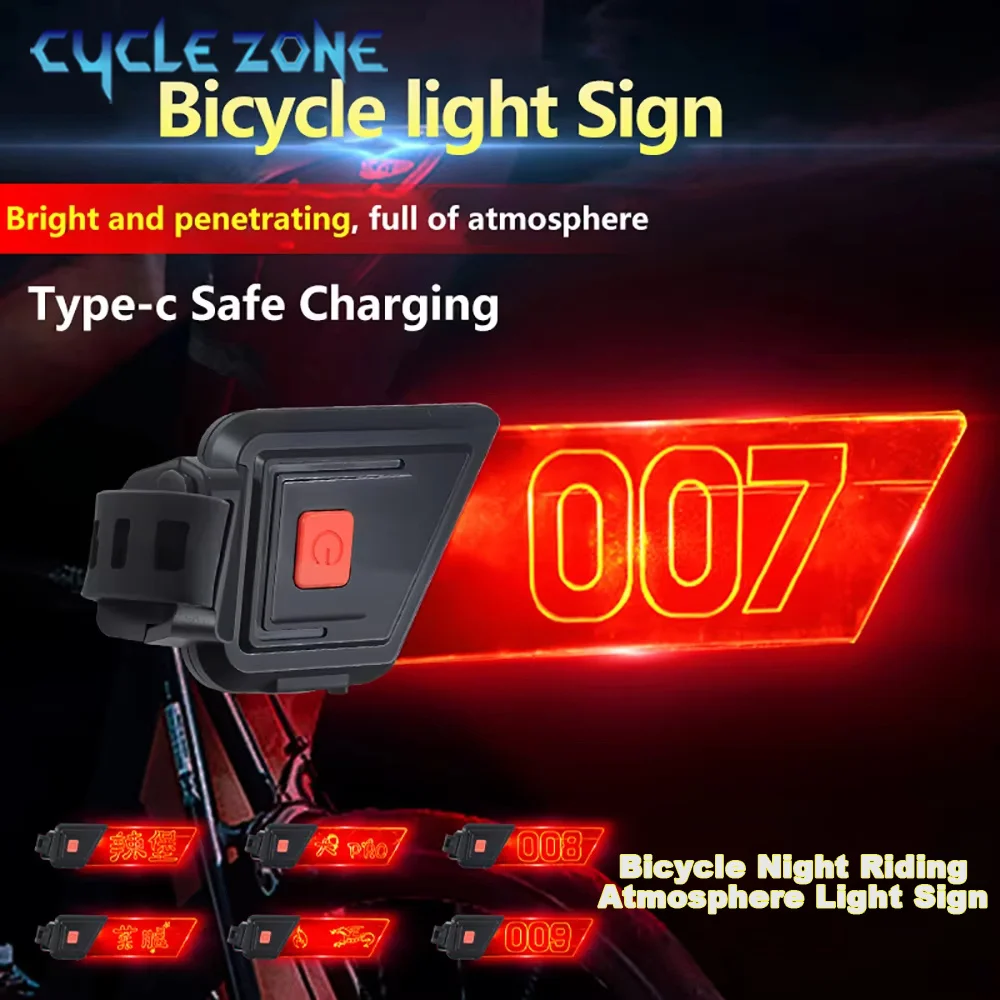 

Creative Bicycle Tail Light Warning Taillight Type-C Rechargeable MTB Road Bike Rear Lamp for Night Riding Cycling Accessories