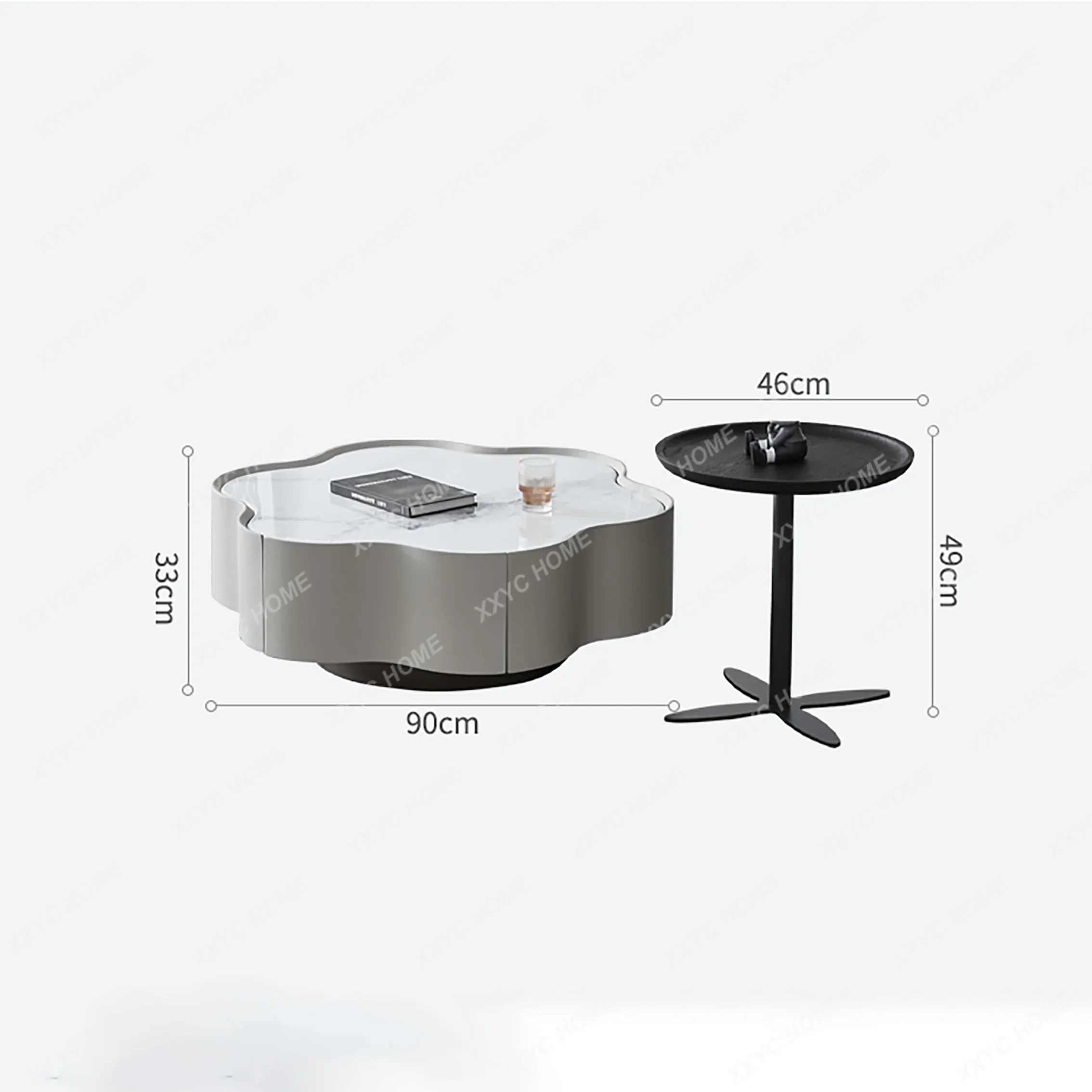 

Light luxury modern minimalist living room home special-shaped design sense high and low staggered size coffee table