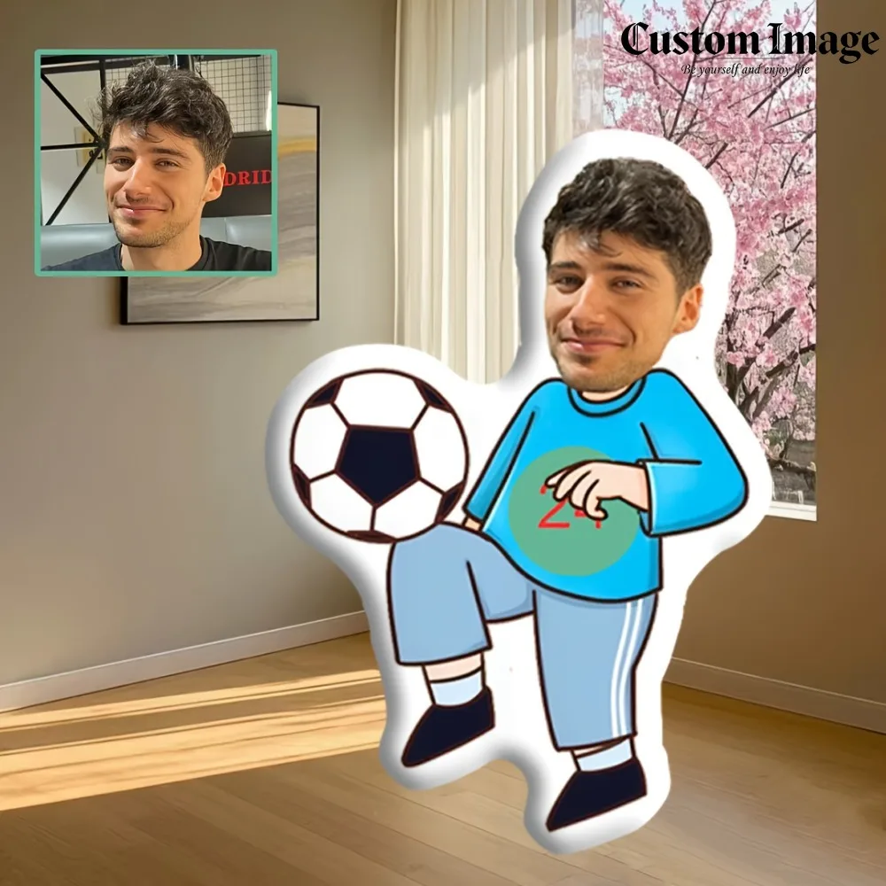 

Custom Photo Football Pillow Personalized Soccer Style Home Decor Sport Event Souvenir Unique Birthday Holiday Gift