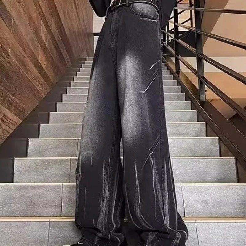 

Men's 2025 Spring and Summer Gradient Loose Straight Flare Wide-leg Casual Trousers Japanese 2000s Y2k Clothes Cooling Pants Top