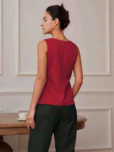 Imagen 2 del producto AEL-Chaleco de viaje con temperamento, color sólido, cuello cuadrado, hombro ancho