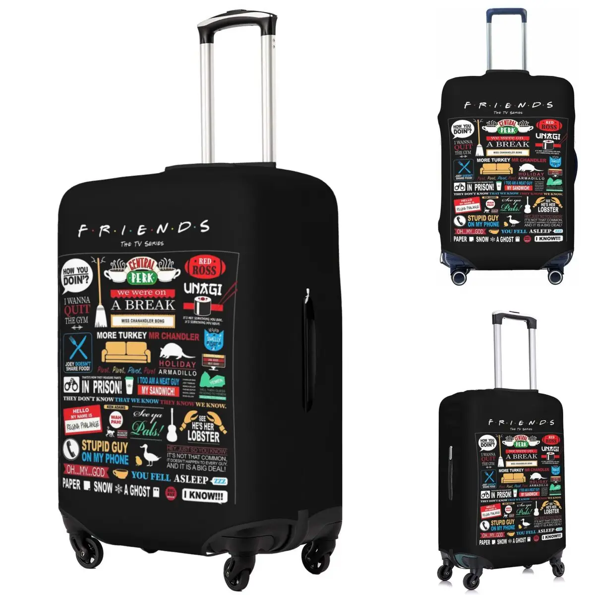 

Friends Qu Suitcase Cover Protection Elastic Trip Luggage Protector Covers for 18-32 Inch