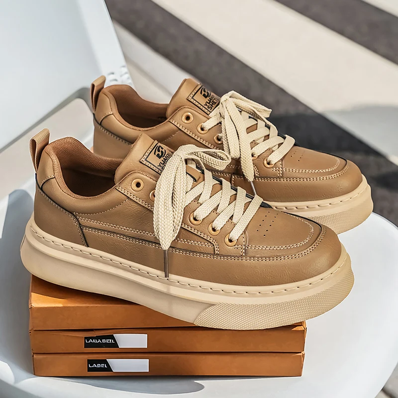 Men's Casual Sport Shoes Leather Upgraded Version Breathable Waterproof Work Shoes Comfortable All-Season Low Top Sneakers