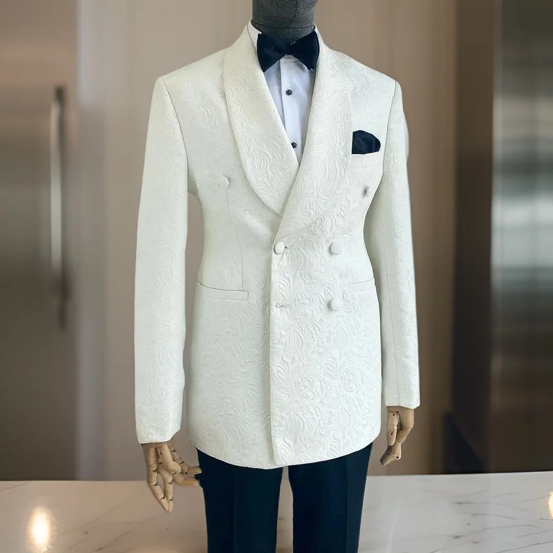 

Floral Wedding Suits for Men Double Breasted Groom Tuxedo 2 Pcs Custom Male Fashion Jacket with Pants 2024 (Blazer + Trousers)