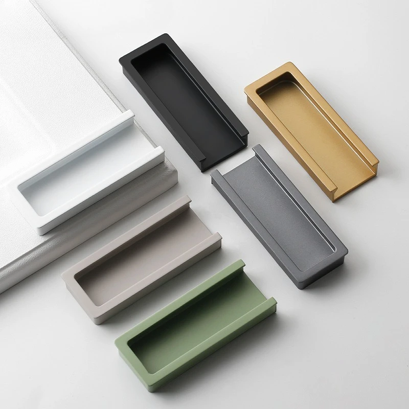 Modern minimalist drawer cabinet door handle - Simple European color zinc alloy concealed hook for wardrobe door handles