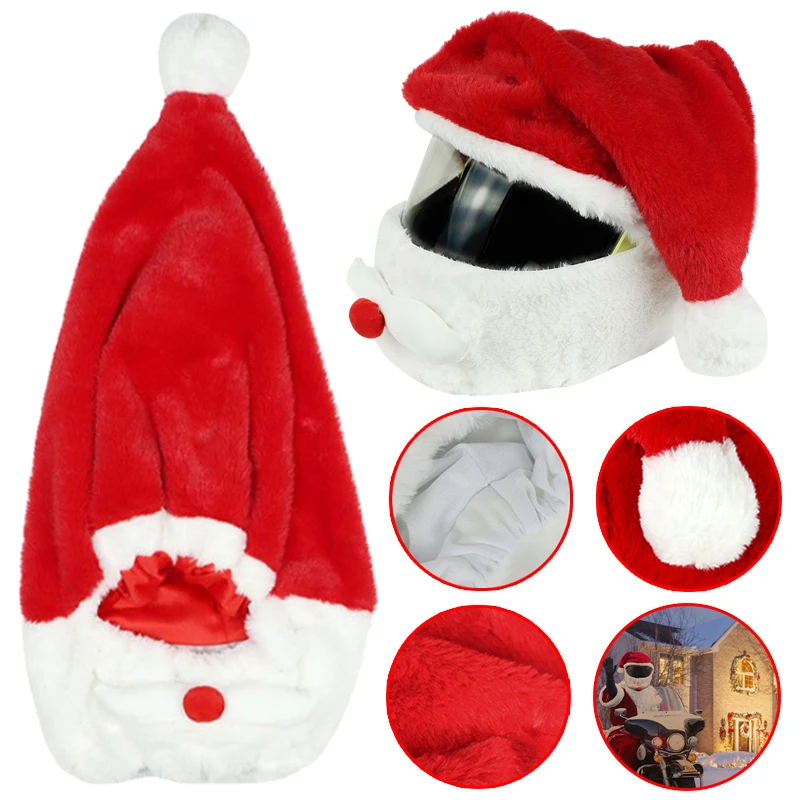 Motorcycle Helmet Cover Christmas Santa Hat Full Face Safe Hat Santa Claus Racing Cap Merry Christmas Decoration Gift image 5