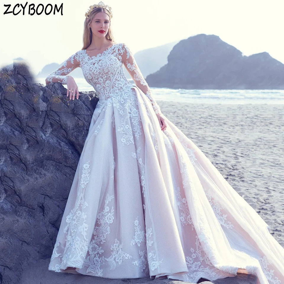 Robe de Mariée en Dentelle Personnalisée à Manches sulf, Ligne A, Longueur au Sol, Balayage Traîne, Tulle, Fermeture Éclair, pour Patients, 2024