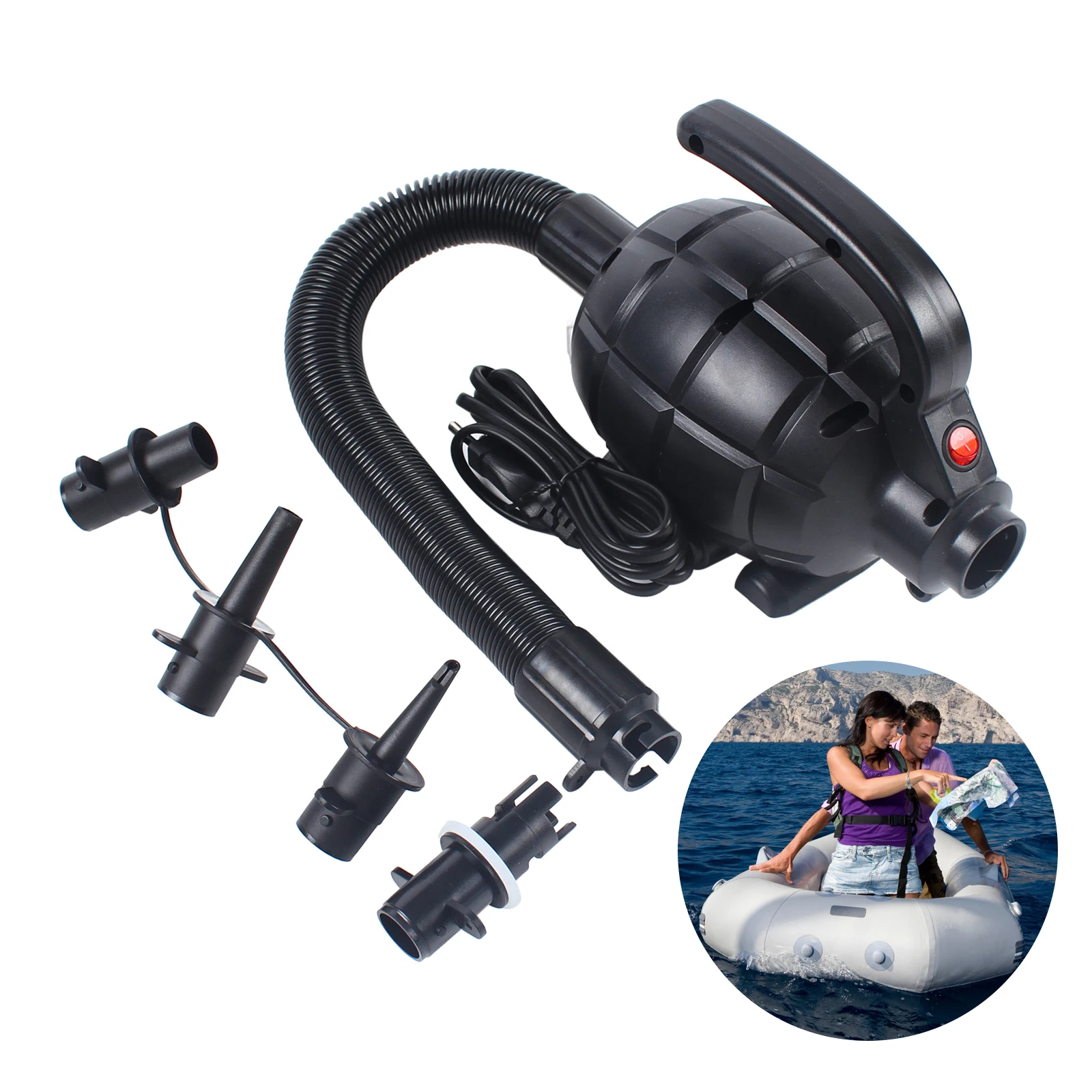 High Pressure Air Pump 1000L/min Portable Electric 220V 600W with 4 Nozzles for Inflatable Boats