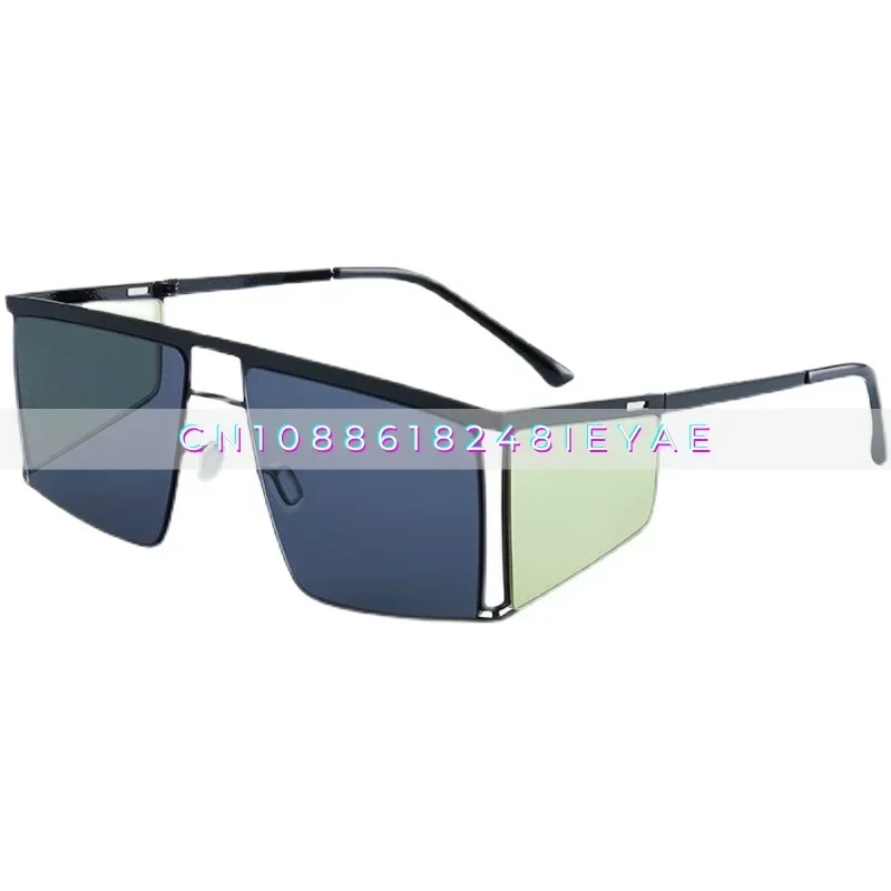 Style Four-piece Sunglasses Futuristic Metal Frame Four-piece Neutral Design Trendy Sunglasses