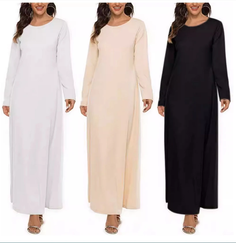 فستان عبادة إسلامي جديد للفتيات لعام 2025 بأكمام طويلة ورقبة دائرية داخلية رداء الشرق الأوسط TikTok
