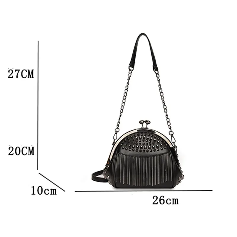 Women Bag New Style Rivet Tassel Fashion Shell Bag Korea Style Shoulder Messenger Bag Chain Handbag High Quality Luxury Designer