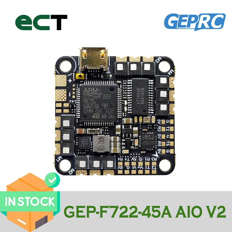 

GEPRC GEP-F722-45A AIO V2 FC For RC FPV Freestyle Drone Flight Controller with BLHELIS 45A 4in1 ESC