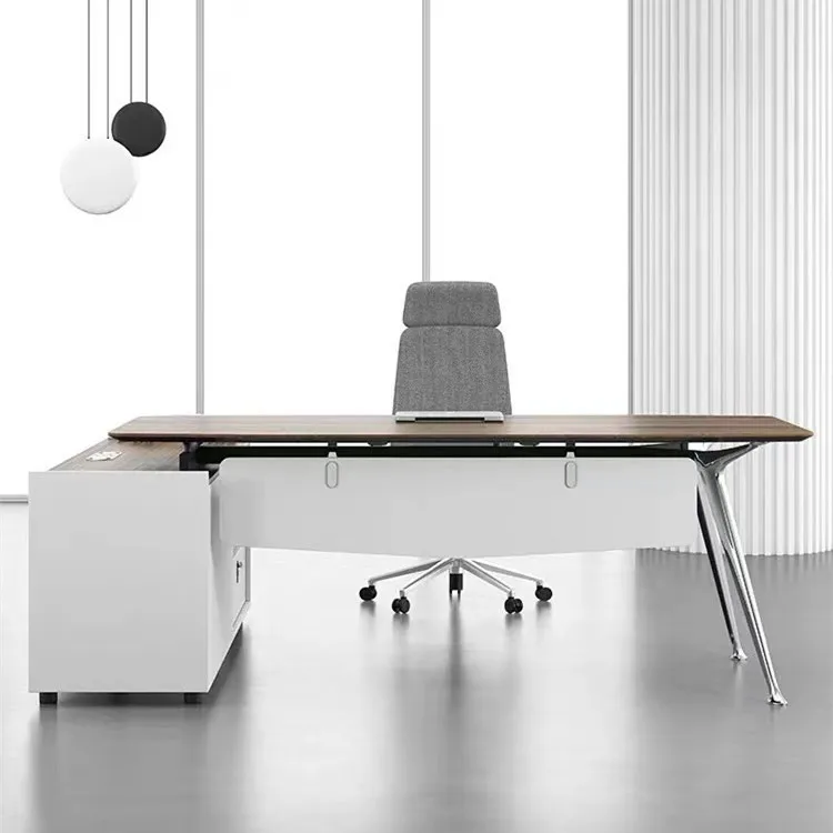 

LBZ40 Customized L Shape with Side Cabinet Office Desk Table Modern Wood Manager CEO Boss Office Desk Table Bureau
