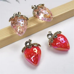 Kawaii Cute Fruit Strawberry Beads 32*24 mm Red Lovely Beads Colorful Acrylic DIY Phone Earring Jewelry Accessories Gifts