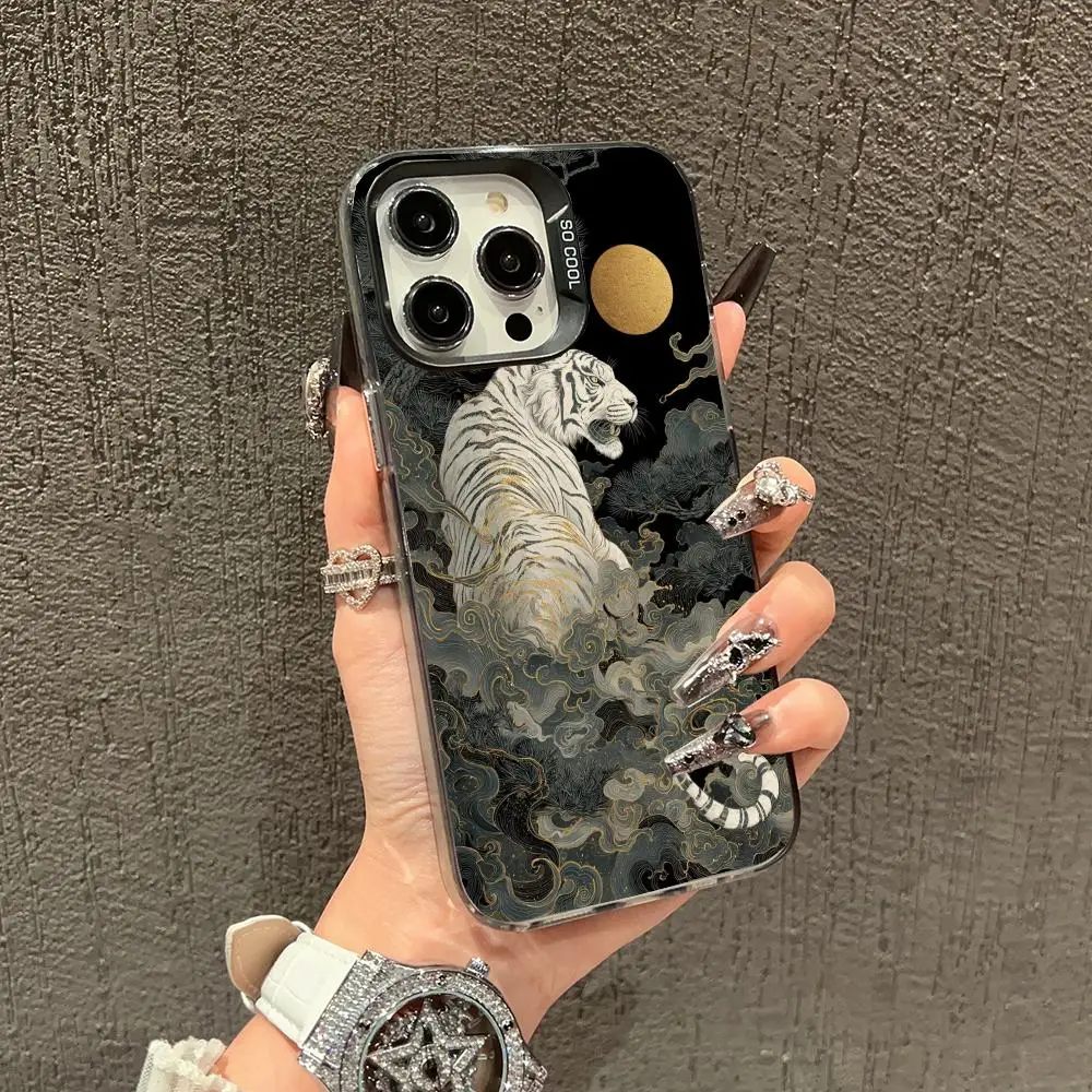 

Tiger design pattern phone case suitable for iPhone 16 17 15 14 13 12 11 Pro/Max/Plus anti drop and shockproof back cover
