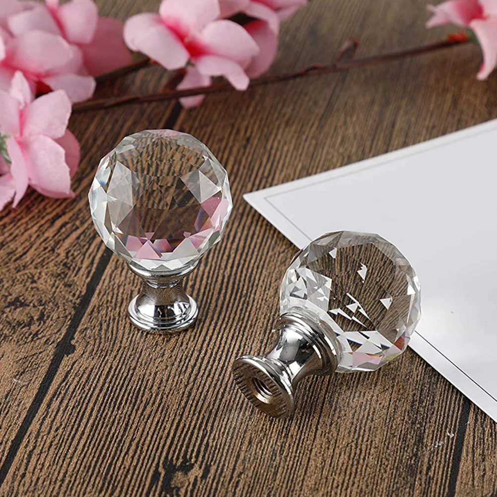 

Crystal Lampshade Knob Finials 27mm Threaded Base Clear Glass Decoration Lighting Accessory Lamp Finials Tapped Solid Lamp