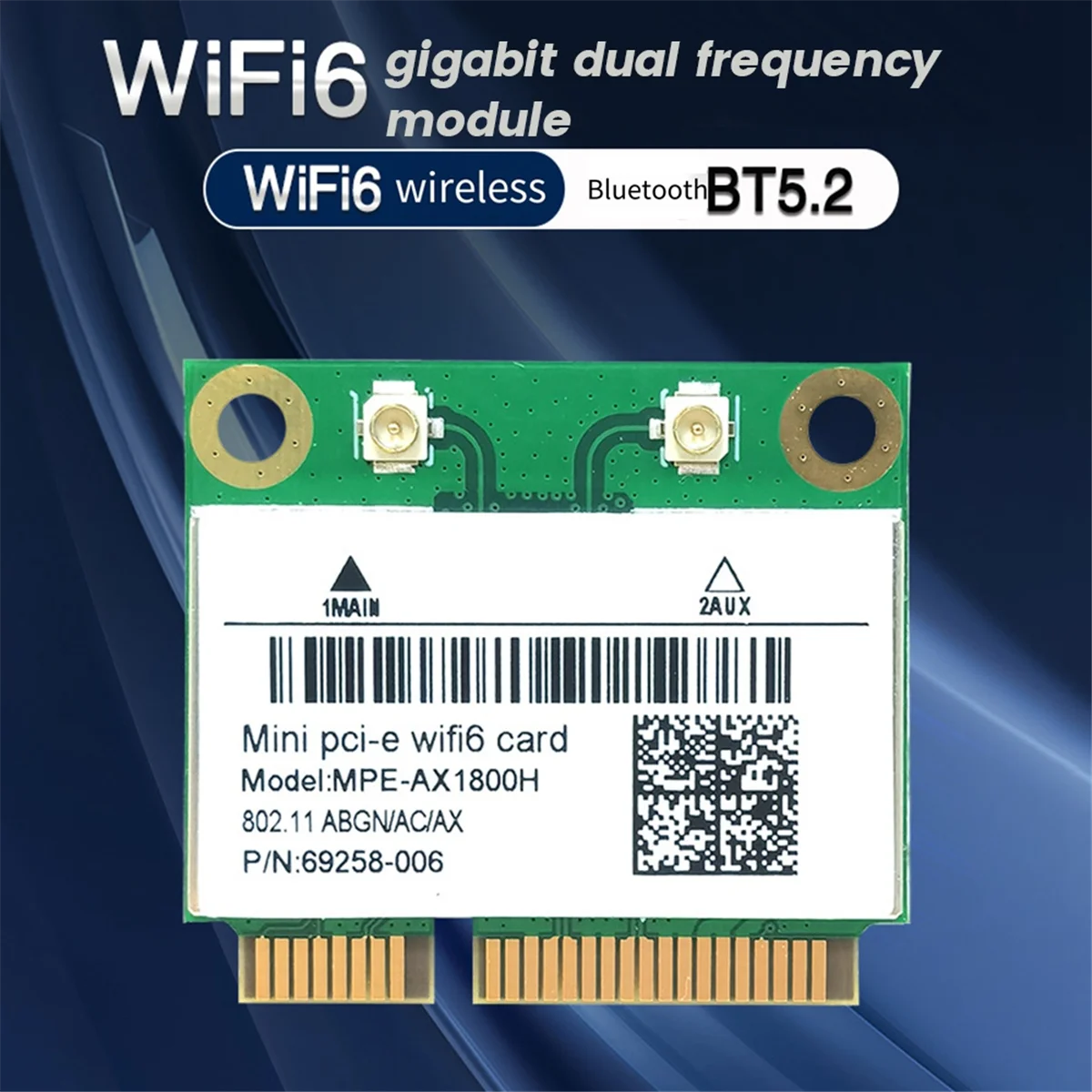 RTL8852BE WIFI6 Card AX1800M WiFi Bluetooth5.2 2.4GHz/5GHz Dual-Band WIFI Card Adapter 802.11ax for Win10/Win11