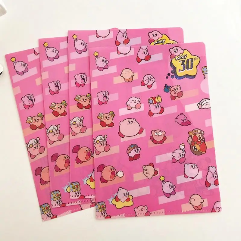 Cartoon Kawaii Cute Kirby Folder Test Paper Folder A4 Storage Bag Student Stationery Pvc Ins Friend Gift Birthday Gift For Girls