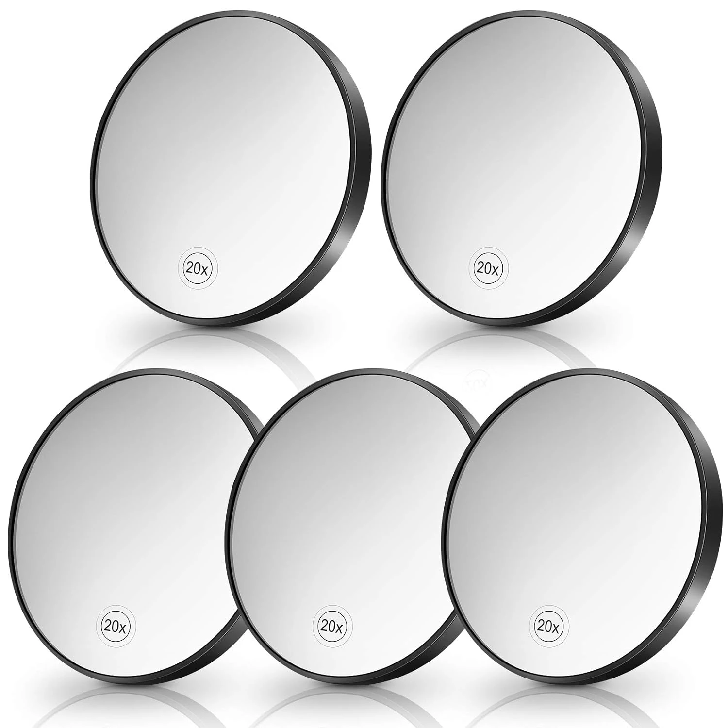 

5-Pack Portable 20X Magnifying Makeup Mirrors, Compact & Lightweight, Ideal for Travel, Bathroom & Daily Use