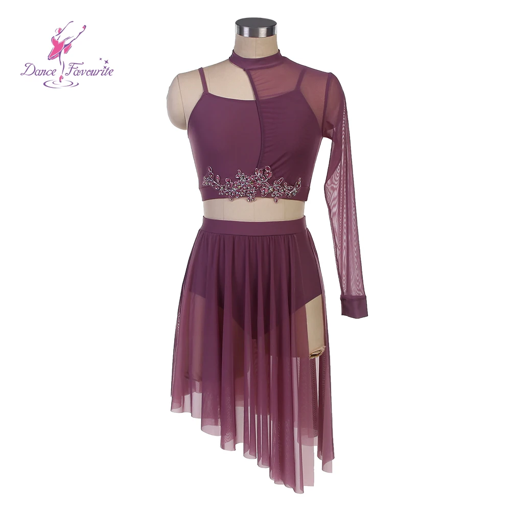 

25129 Dusty Mauve Spandex and Mesh Ballet Costume Lyrical Dance Dress Ballet Dress Dancewear