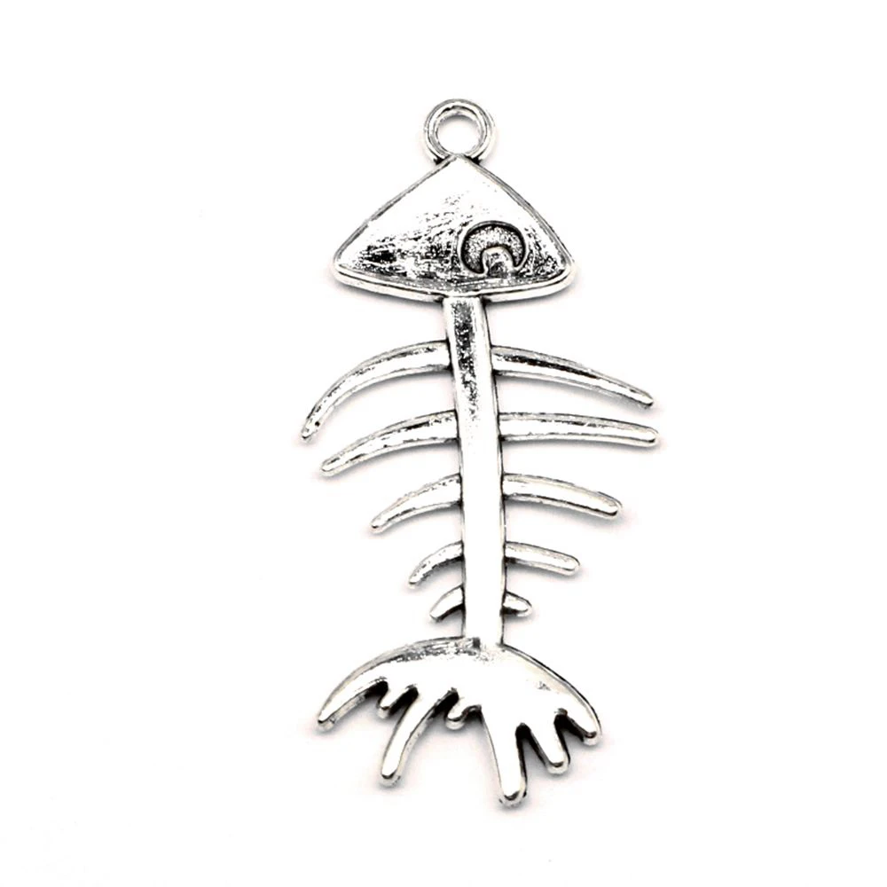 45pcs Wholesale Jewelry Lots Fish Bones Charms Pendant Supplies For Jewelry Materials 21x42mm