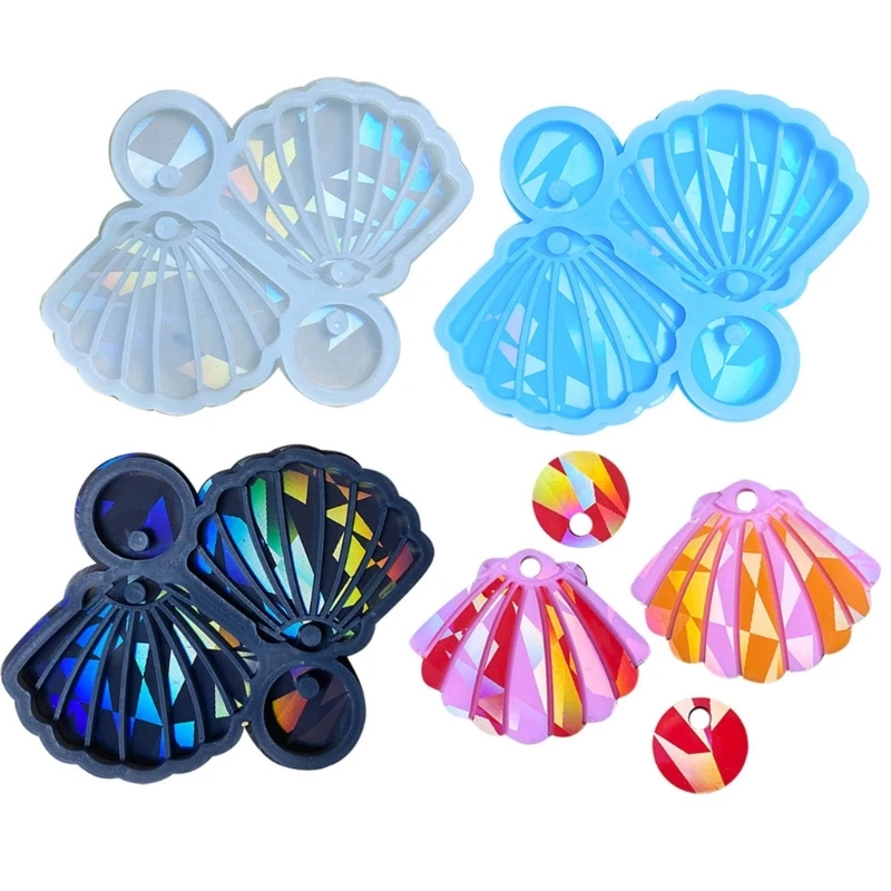 Holographic Light and Shadow Seashells Silicone Mold Earrings Keychain Pendant Epoxy Resin Casting Molds DIY Ornaments Mould