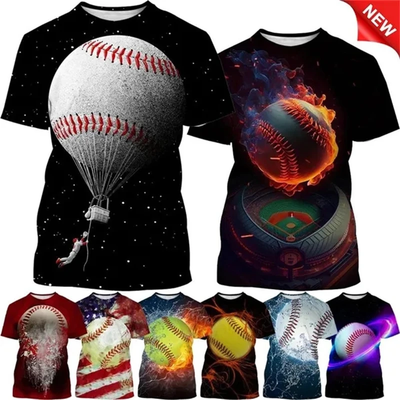 Hot Sale Baseball Pattern Printing Personality 3D T-shirt Sports Softball Unisex Harajuku Quick-drying Short-sleeved T Shirt Top