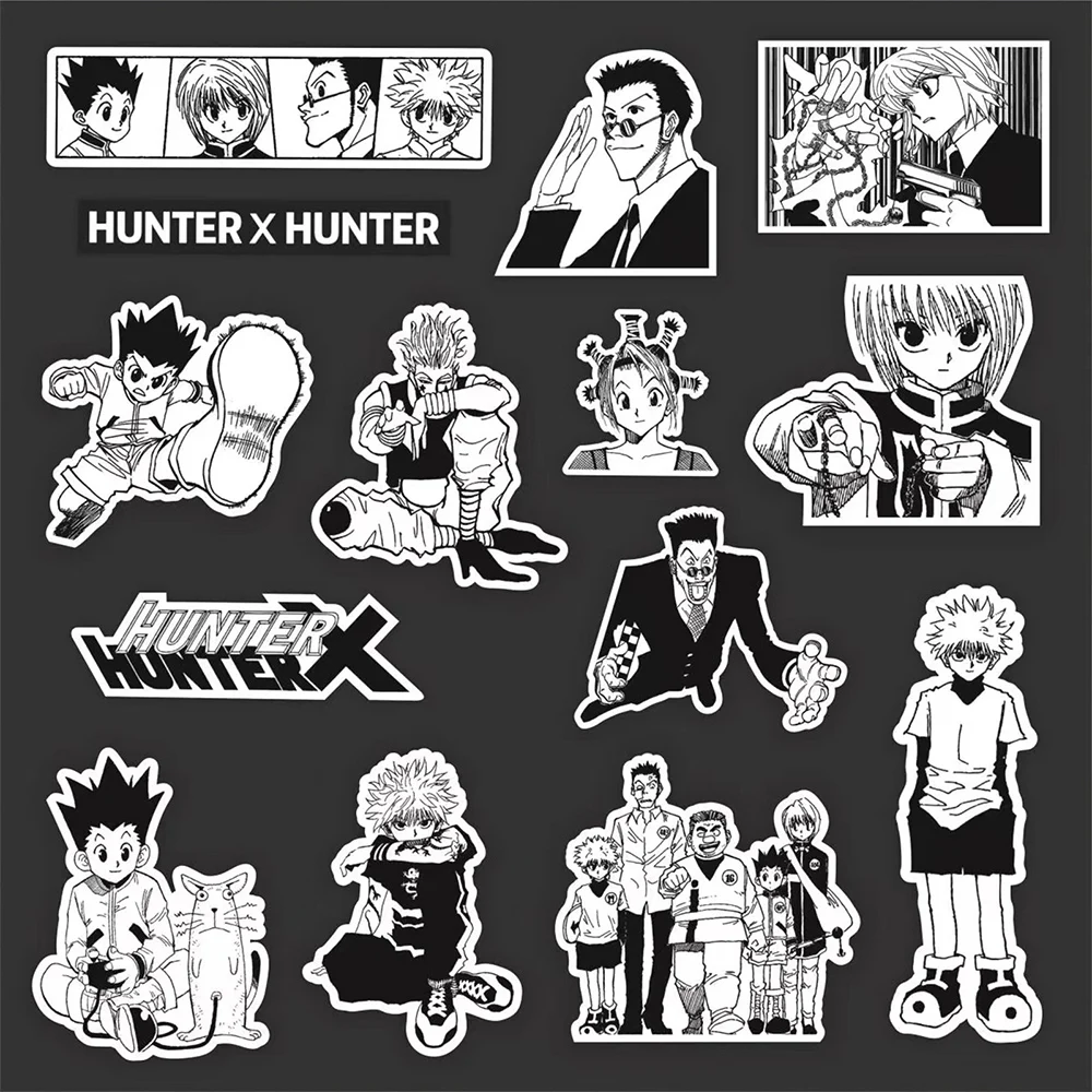 10/30/50pcs Anime Cartoon HUNTER×HUNTER Sticker Black White Decal Laptop Skateboard Notebook Suitcase Waterproof Sticker Kid Toy