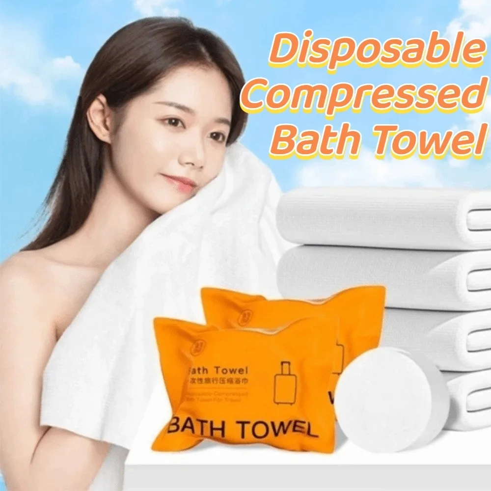 

5pcs 70x140cm Disposable Bath Towel Large Thickened Compressed Towel Lightweight Fluffy Travel Towel Camping Outdoor Sports