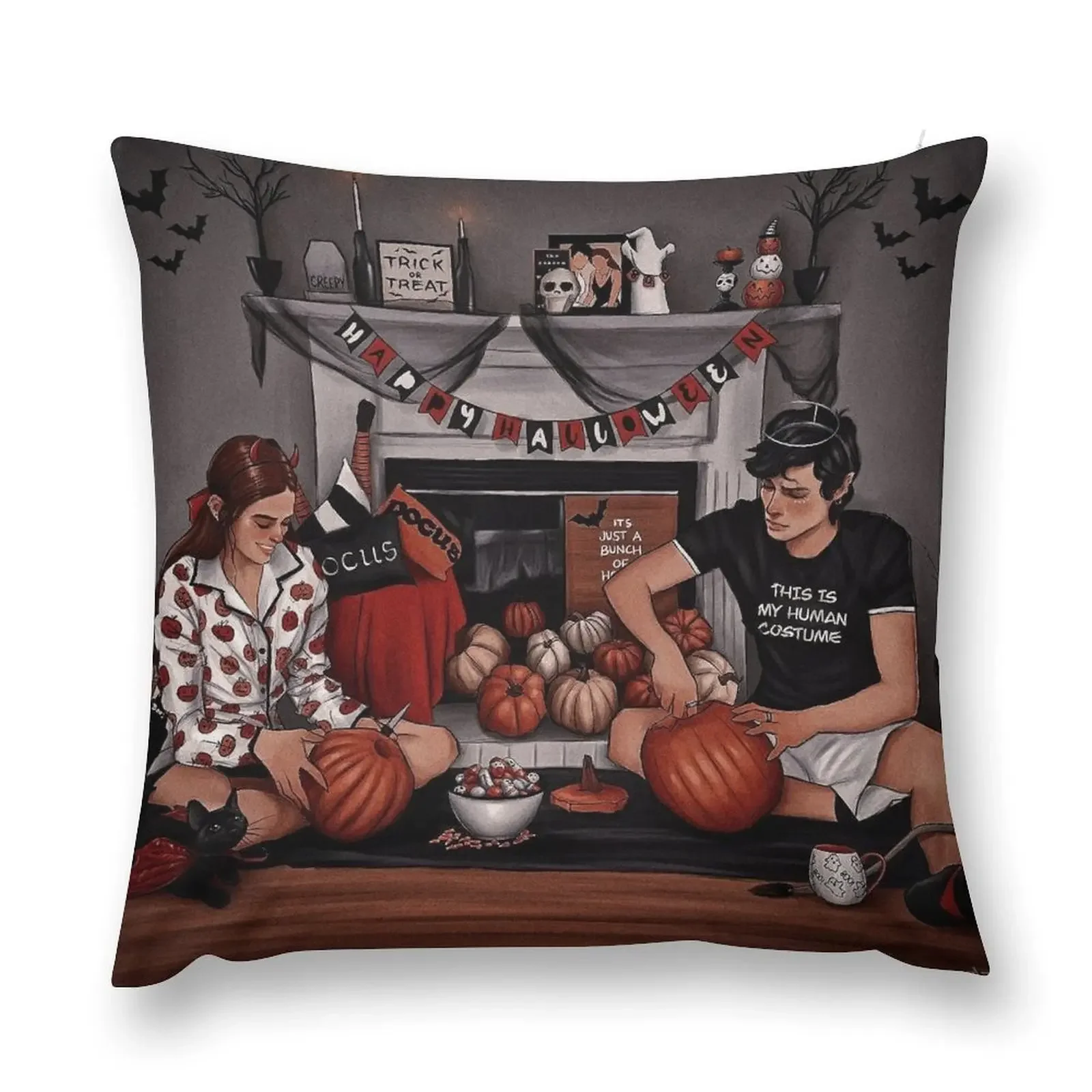 Jude and Cardan in the mortal world. Throw Pillow Christmas Throw Pillows Covers autumn pillowcase pillow