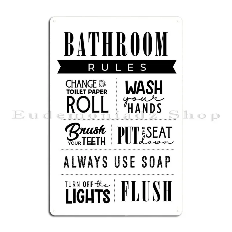 Bathroom Rules Metal Sign Cinema Plaques Pub Customized Plaques Tin Sign Poster