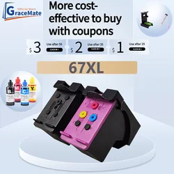 GraceMate 67XL Ink Cartridge Compatible HP 67 hp67 for HP Deskjet 2723 2752 1225 6010 6020 6052 6055 6420 6452 4152 4140 4155