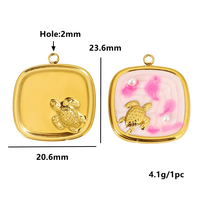 4pcs สแตนเลสสตีลเคลือบ SHELL ปลาดาวเต่า Ocean Charms สําหรับ DIY สร้อยคอสร้อยข้อมือจี้เครื่องประดับทําอุปกรณ์หา