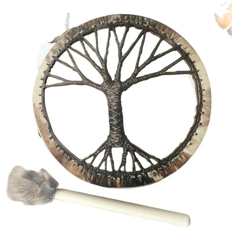 10 شجرة شامان الدف للحياة تصميم ديكور مميز نمط الأسد نمط آلة موسيقية طبل مع عصا الطبل