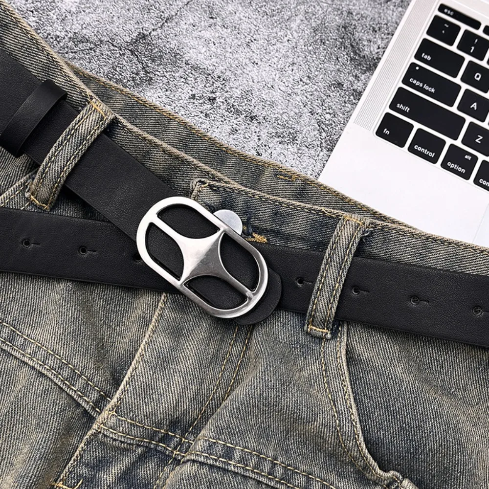 レトロ合金バックル四芒星ベルトヴィンテージジーンズ装飾 PU レザーウエストバンドパンクヒップホップ男性ベルトストリート