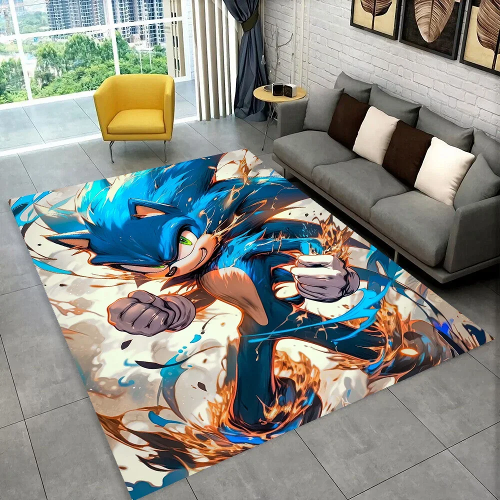 3D S-Sonics Cartoon Retro Area Rug,Carpet Rug for Living Room Children's Bedroom Sofa Doormat Decor,kid play Non-slip Floor Mat