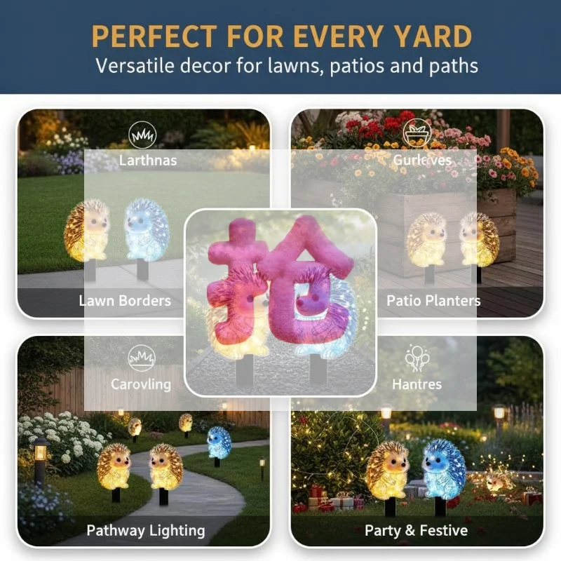 2/3Pcs 2D Hedgehog Solar Powered Stake Lights Waterproof For Lawn Patio Yard Outdoor Decor
