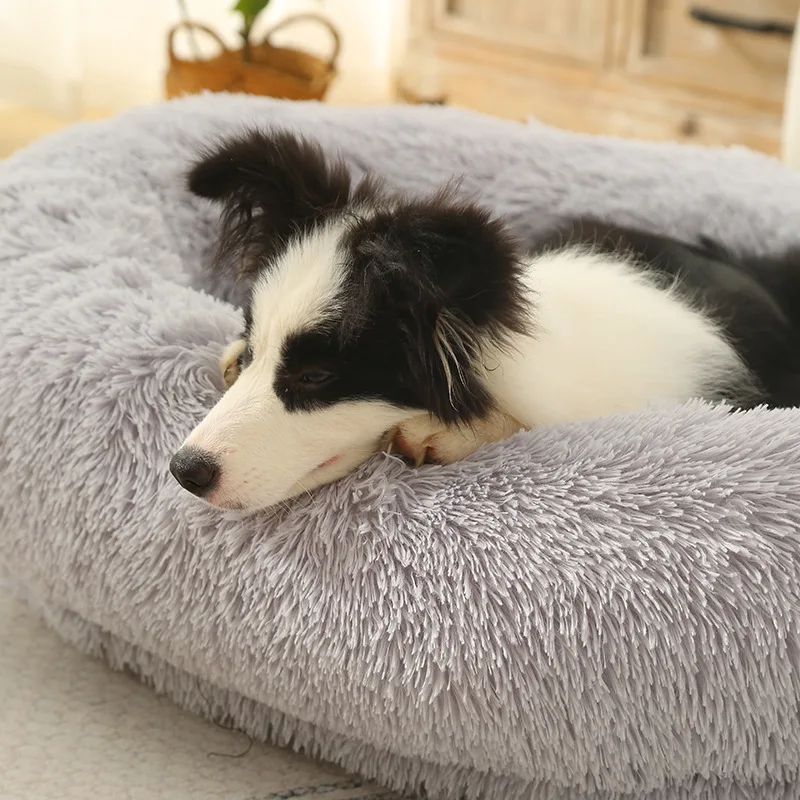 Large Plush Ring Dog Bed Cat Puppy House Sleeping Mats On The Floor Sofa Cat Bed Dog Kennel Mattress Pad Pet Cushion Supplies