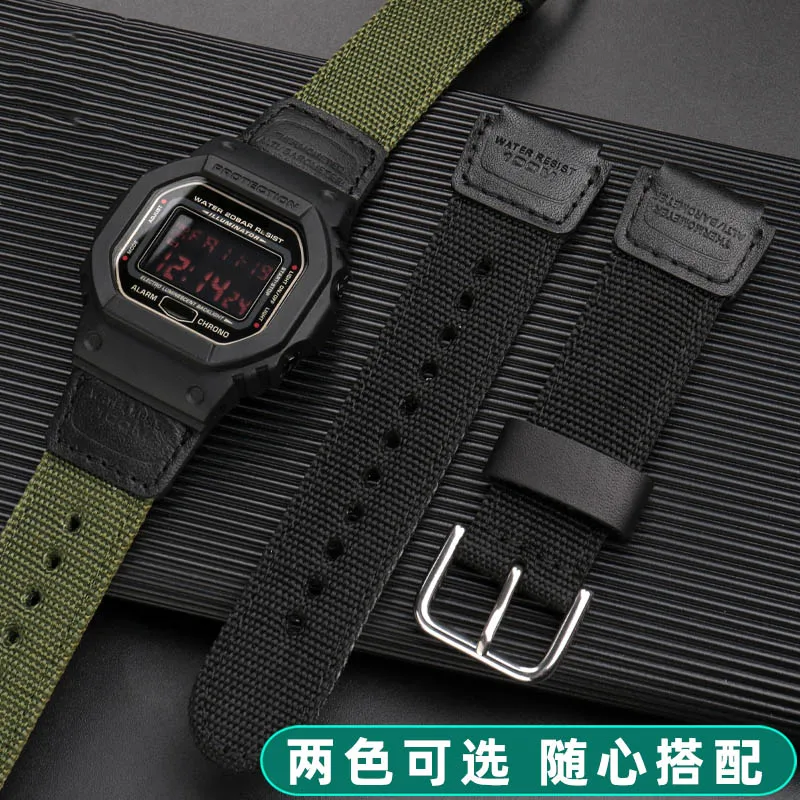 Cinturino per orologio in nylon 16mm 18mm per Casio DW5600 GW-5000 GW-M5610 AE1200 SGW300/400 MRW200 Serie cinturino per orologio in tela modificata